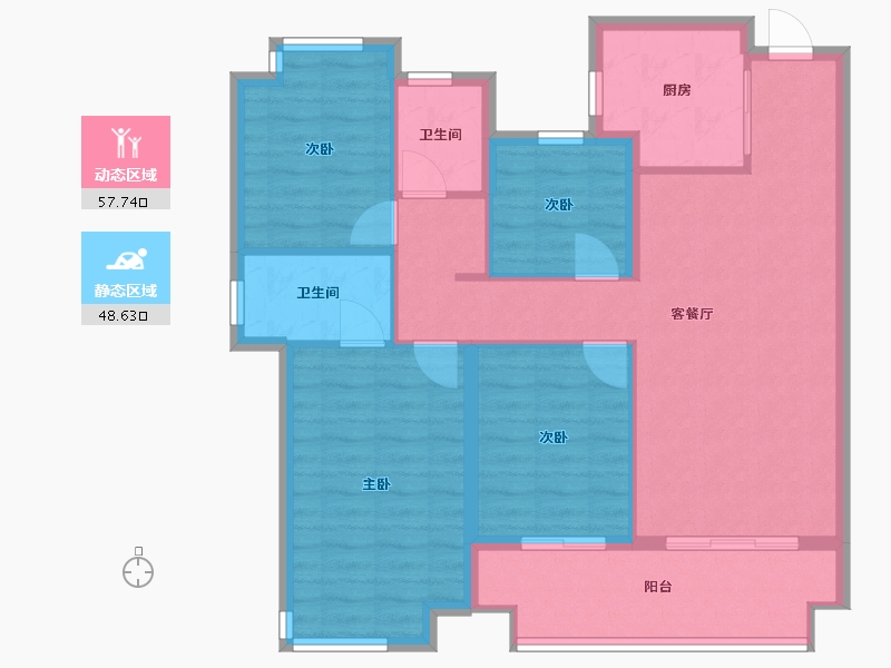 江苏省-南京市-汝悦铭著-95.20-户型库-动静分区