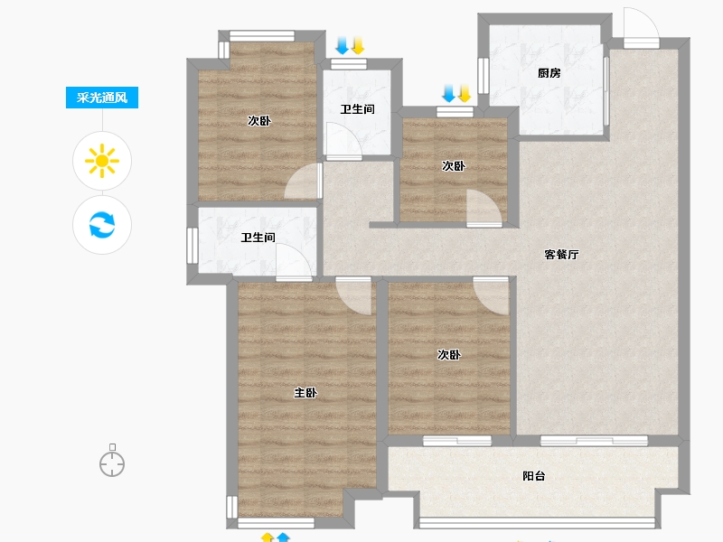 江苏省-南京市-汝悦铭著-95.20-户型库-采光通风