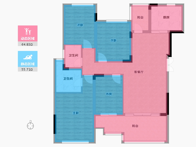 重庆-重庆市-新东邦晓悦湾-95.66-户型库-动静分区