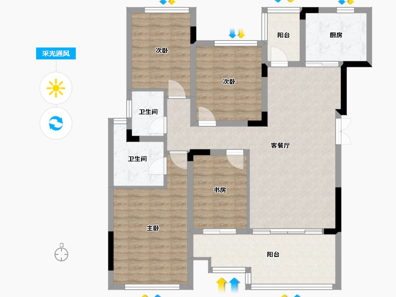 重庆-重庆市-新东邦晓悦湾-95.66-户型库-采光通风