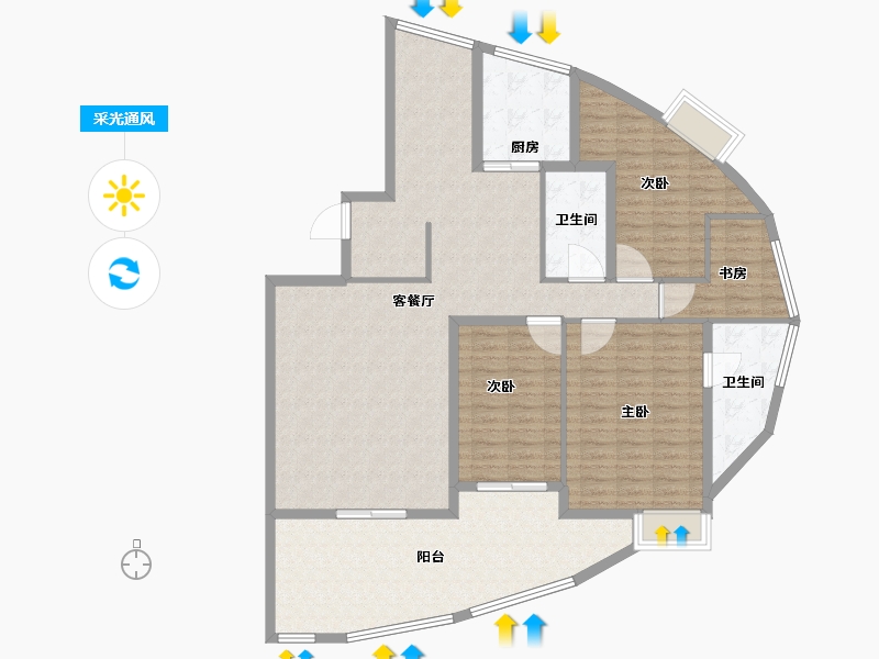 山东省-青岛市-光大海韵丽都-144.91-户型库-采光通风