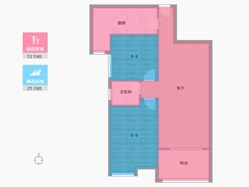 陕西省-西安市-荣德棕榈阳光小区-70.99-户型库-动静分区