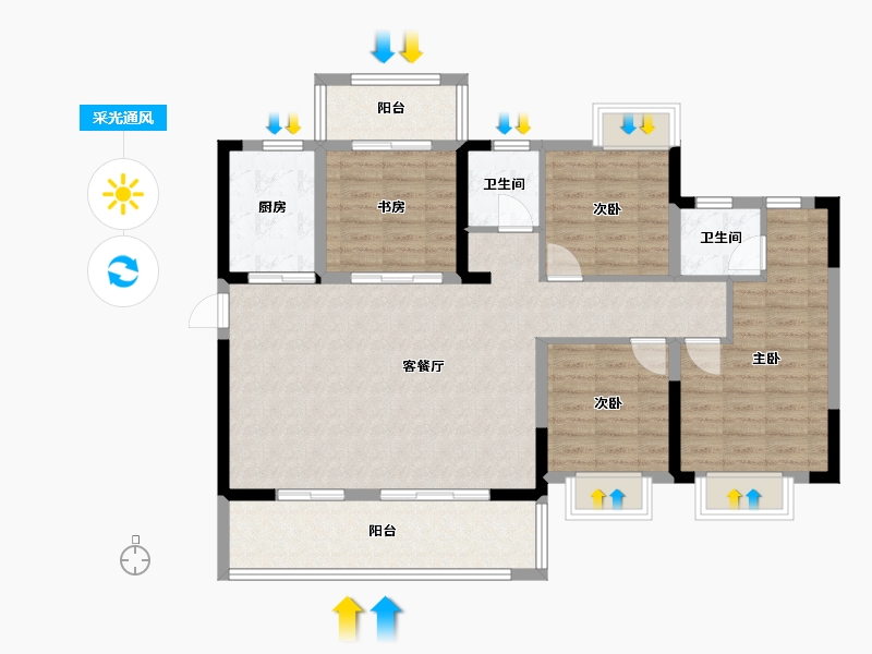 湖北省-宜昌市-长江首府-110.00-户型库-采光通风