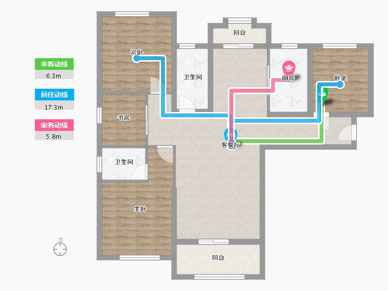 湖北省-孝感市-槐荫新苑-108.80-户型库-动静线