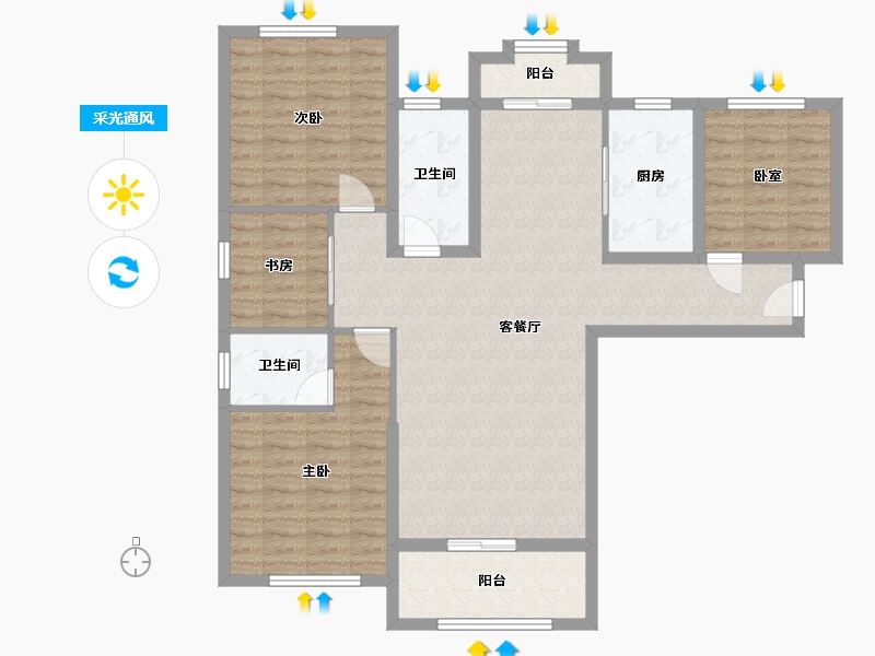 湖北省-孝感市-槐荫新苑-108.80-户型库-采光通风