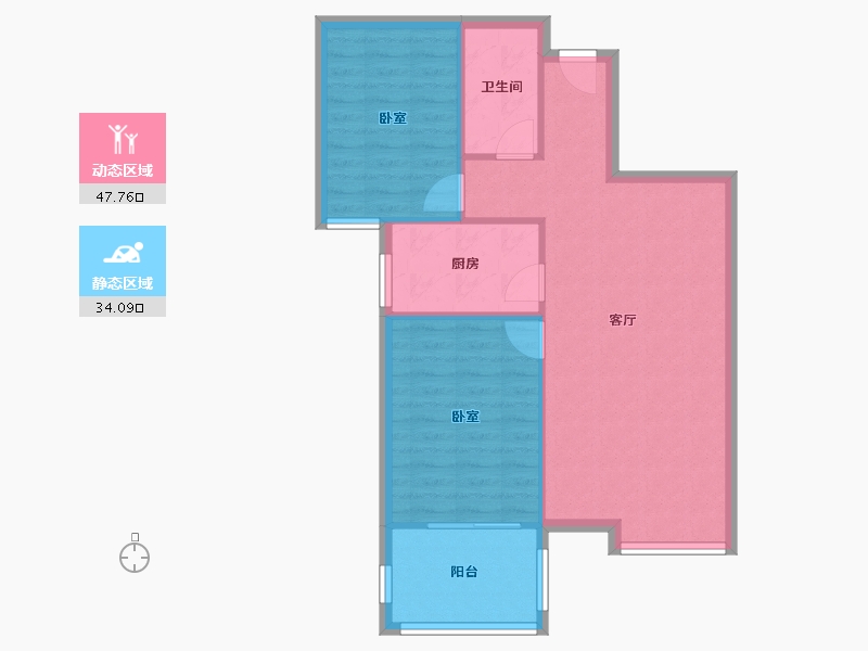 陕西省-西安市-荣德棕榈阳光小区-74.72-户型库-动静分区