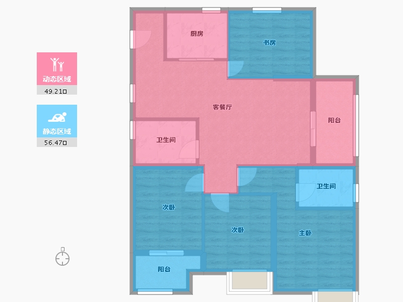 浙江省-嘉兴市-钱塘印月-102.55-户型库-动静分区