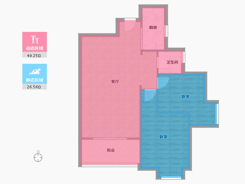 陕西省-西安市-荣德棕榈阳光小区-69.15-户型库-动静分区