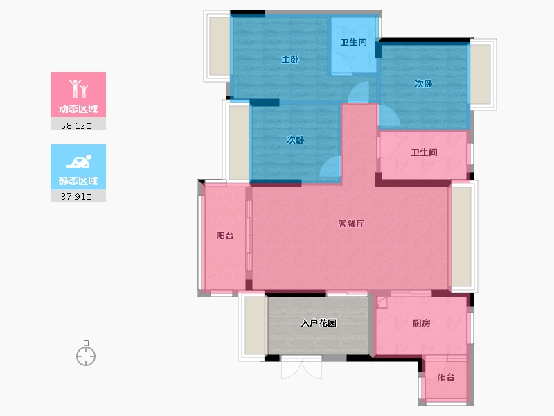 广东省-肇庆市-鸿益幸福湖畔-A区-96.00-户型库-动静分区