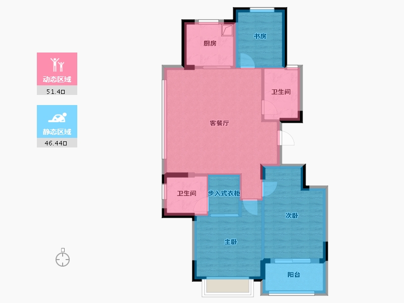 浙江省-金华市-滨江翠语华庭-88.00-户型库-动静分区