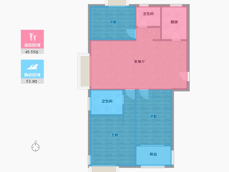 江苏省-常州市-新城府翰苑-东区-92.80-户型库-动静分区