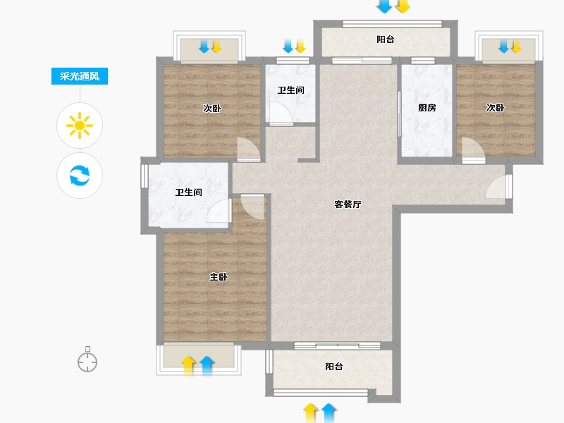 福建省-泉州市-风来小区-104.00-户型库-采光通风