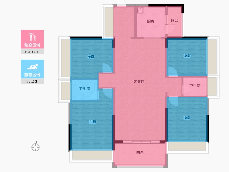 广东省-云浮市-金域蓝湾-118.72-户型库-动静分区