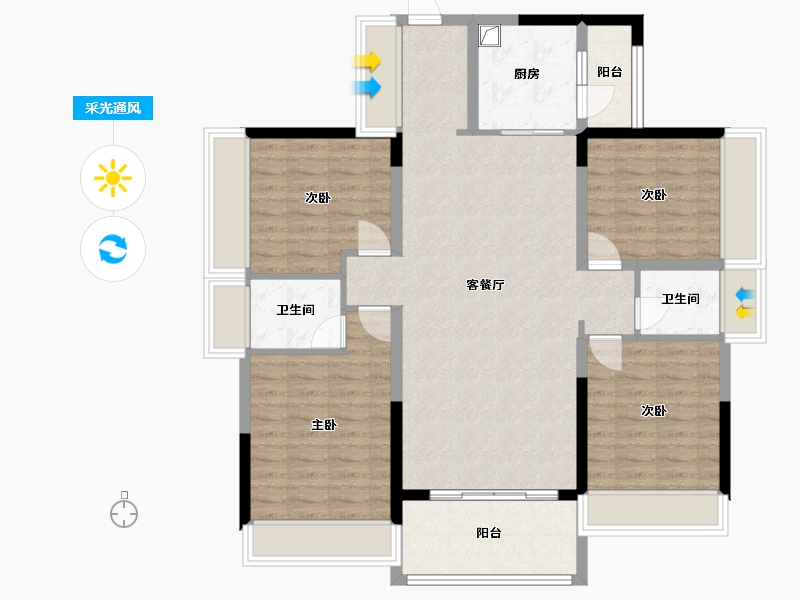 广东省-云浮市-金域蓝湾-118.72-户型库-采光通风