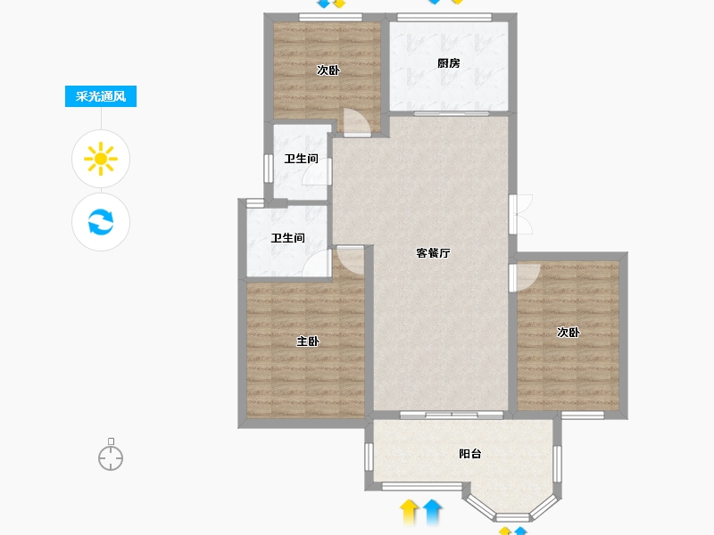 江苏省-苏州市-香榭丽墅-111.20-户型库-采光通风