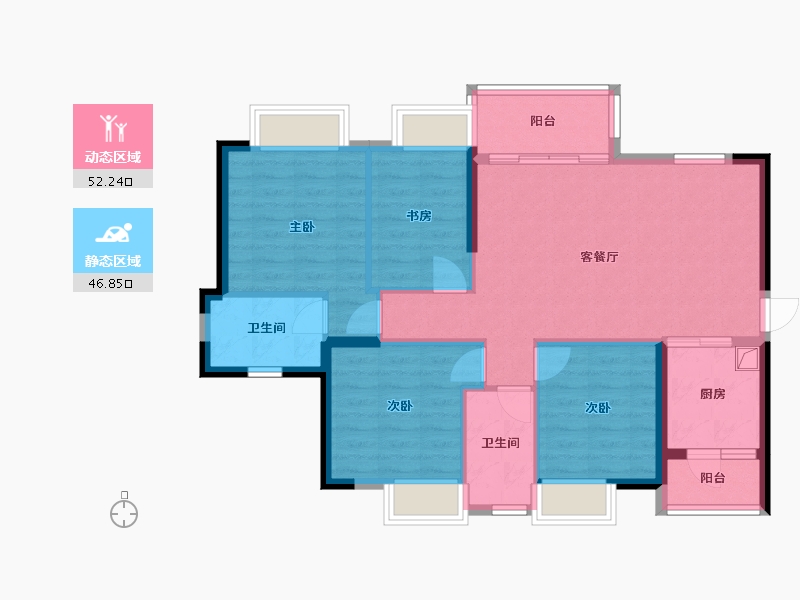 四川省-成都市-嘉裕第六洲-92.65-户型库-动静分区