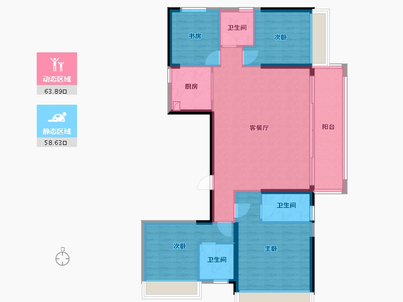 河南省-郑州市-碧桂园西流湖名城七号院-111.00-户型库-动静分区