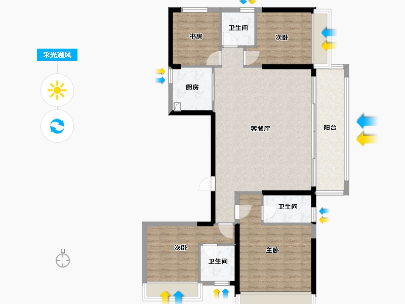 河南省-郑州市-碧桂园西流湖名城七号院-111.00-户型库-采光通风