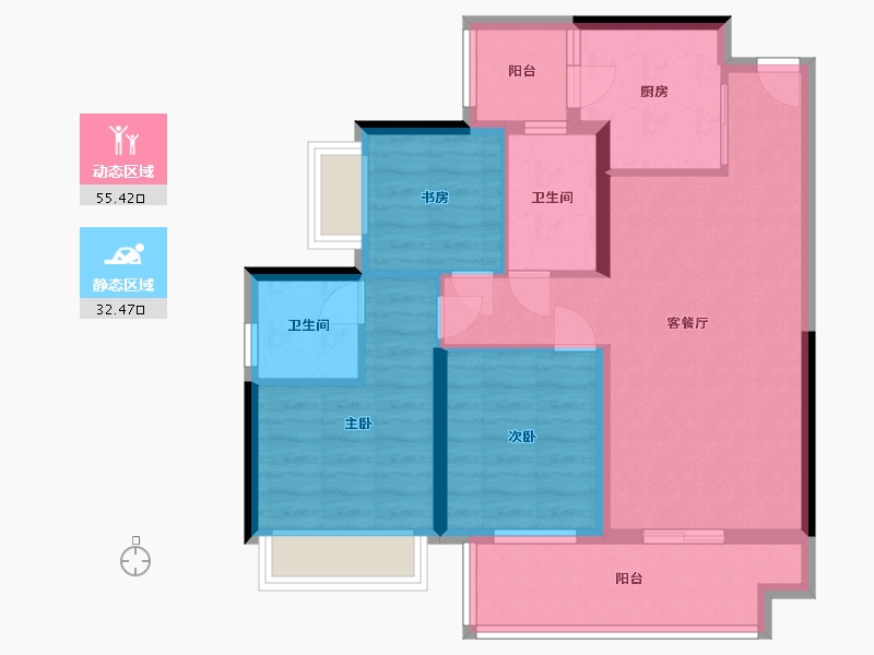 广西壮族自治区-贵港市-松宇公馆-77.60-户型库-动静分区