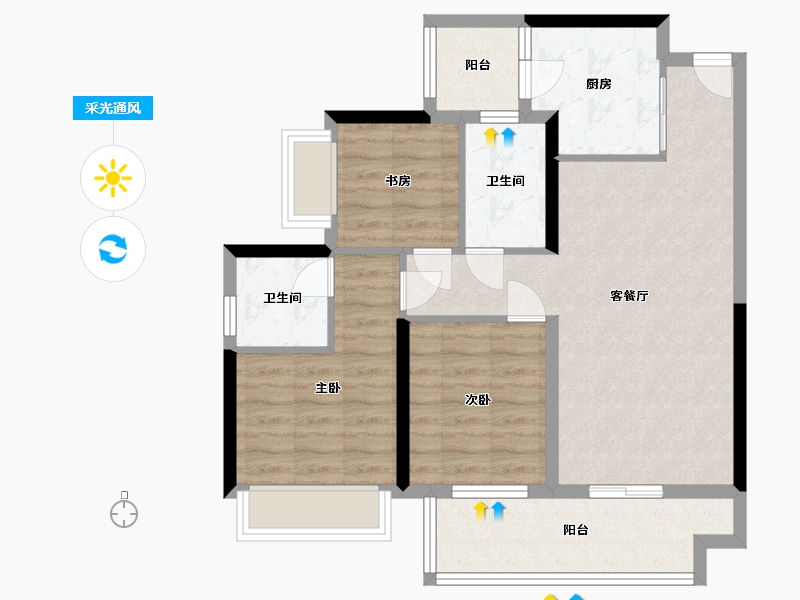 广西壮族自治区-贵港市-松宇公馆-77.60-户型库-采光通风