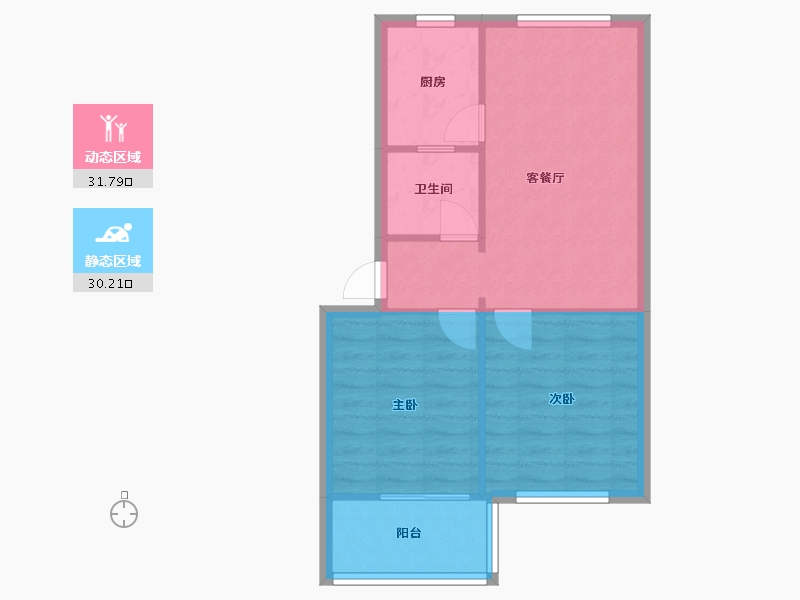 四川省-成都市-磨底河沿巷7号院-54.40-户型库-动静分区