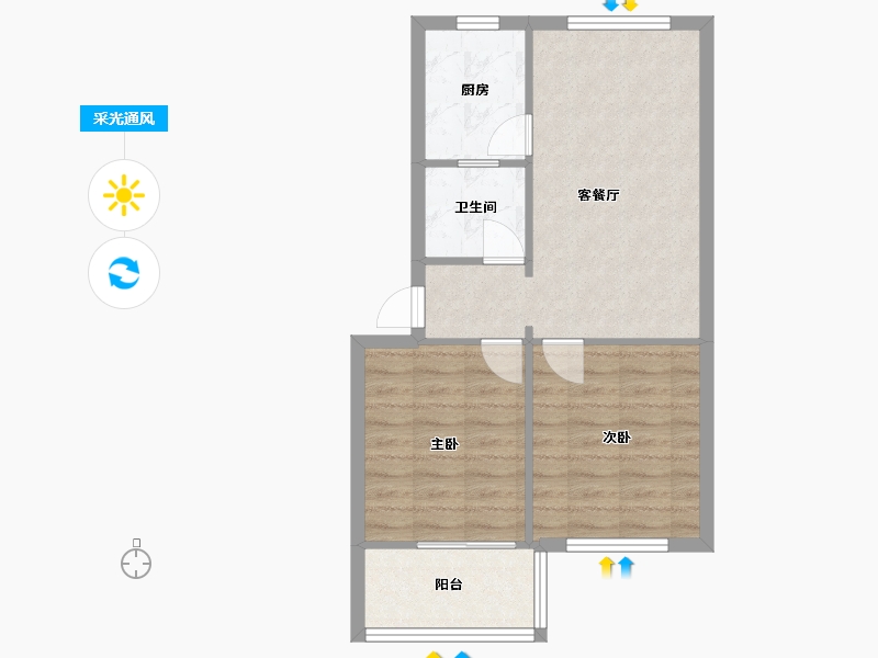 四川省-成都市-磨底河沿巷7号院-54.40-户型库-采光通风