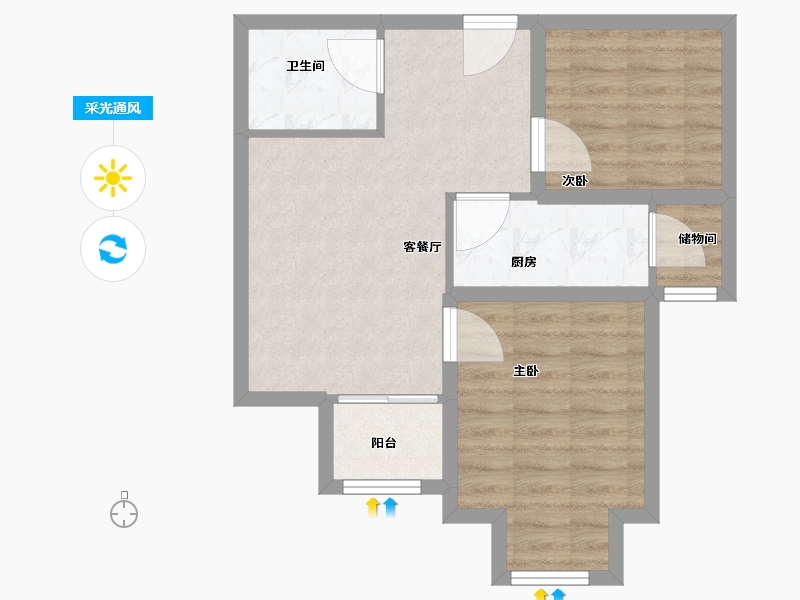 河南省-郑州市-阳光花苑-55.00-户型库-采光通风