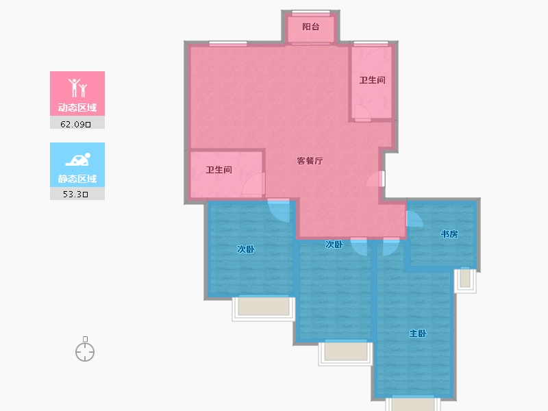 河南省-郑州市-阳光花苑-104.00-户型库-动静分区