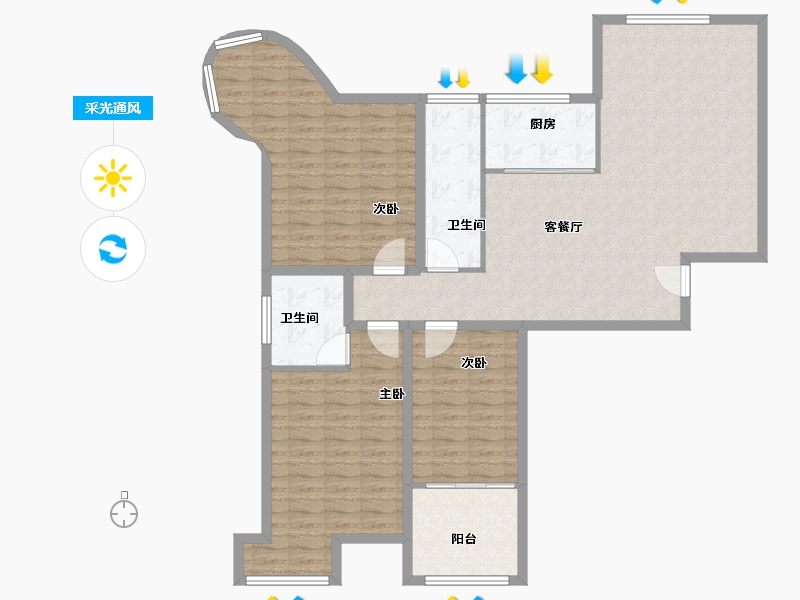 河南省-郑州市-远大理想城-125.35-户型库-采光通风