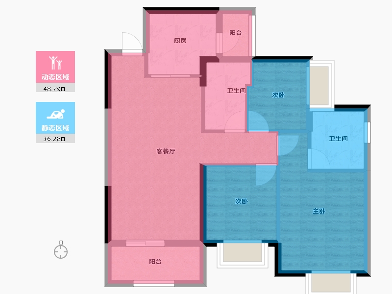 广东省-中山市-恒大御府-75.90-户型库-动静分区