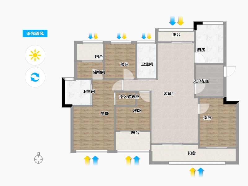 安徽省-池州市-太平鸟西湖家园-128.00-户型库-采光通风