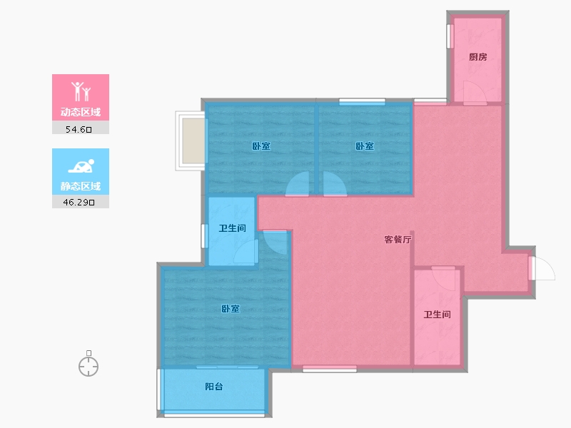 青海省-西宁市-陕安丰登小区-91.91-户型库-动静分区