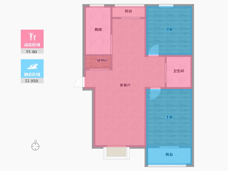 上海-上海市-黄兴绿圆-80.05-户型库-动静分区