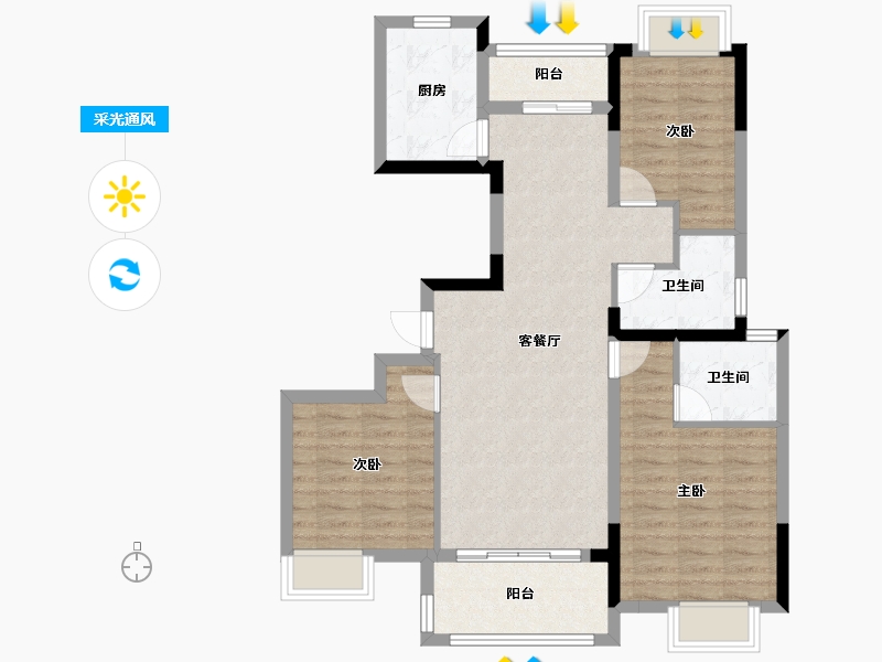 湖北省-武汉市-天汇龙城-87.91-户型库-采光通风