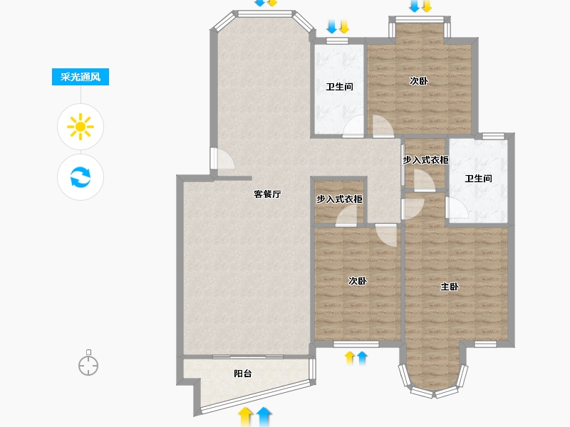 安徽省-芜湖市-滨江翠竹园-128.96-户型库-采光通风