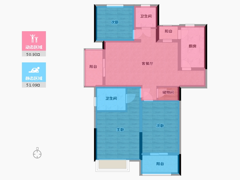 上海-上海市-申城佳苑-一期-90.40-户型库-动静分区