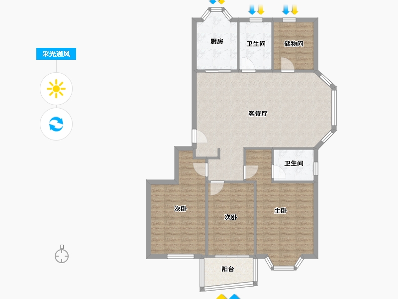 安徽省-芜湖市-香樟城市花园-112.08-户型库-采光通风