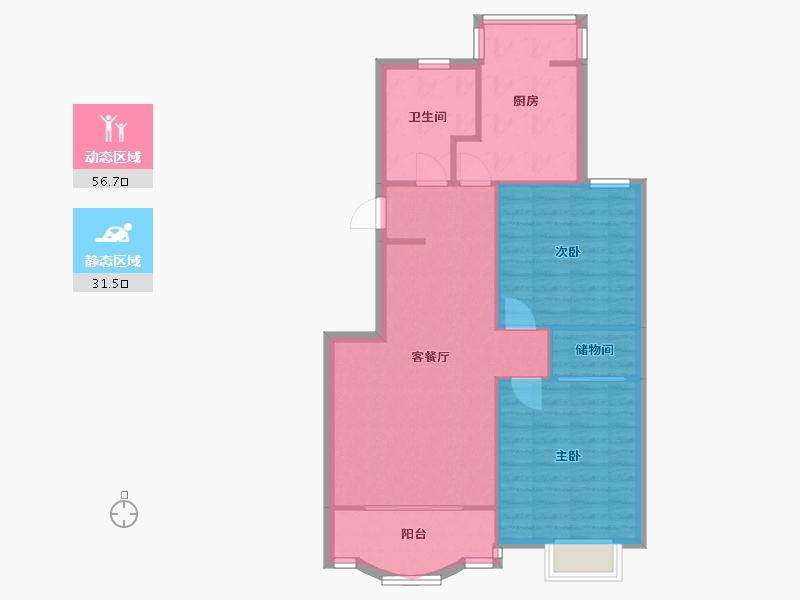 上海-上海市-浣纱三村惠信苑-77.76-户型库-动静分区