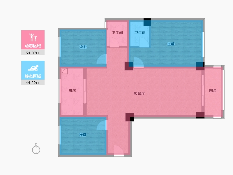 河南省-南阳市-西湖美景-96.00-户型库-动静分区