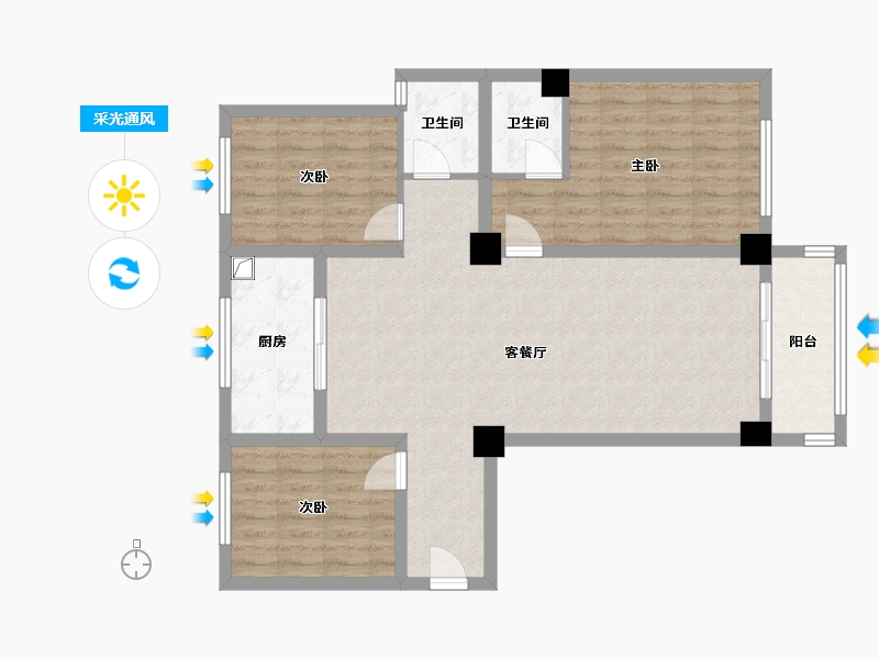 河南省-南阳市-西湖美景-96.00-户型库-采光通风