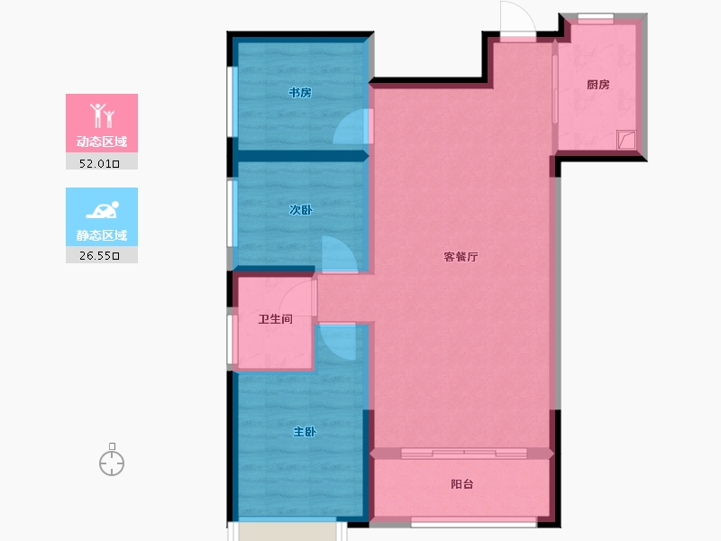 陕西省-榆林市-河汇盛景-91.57-户型库-动静分区