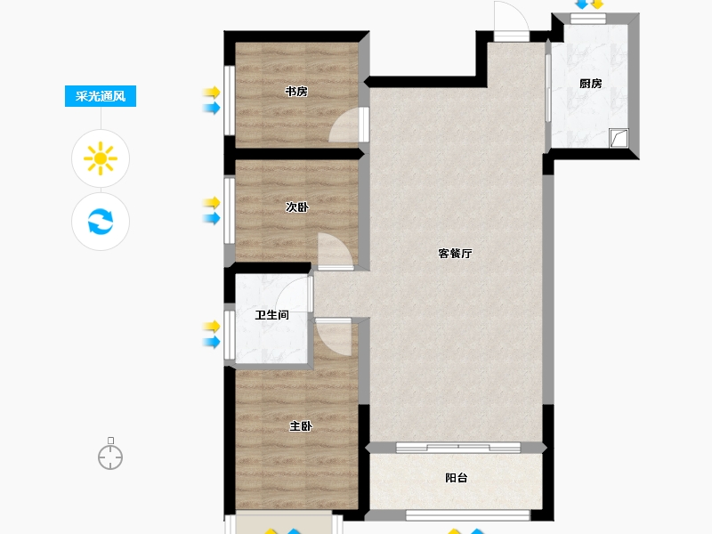 陕西省-榆林市-河汇盛景-91.57-户型库-采光通风