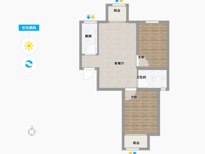 河南省-郑州市-阳光花苑-72.00-户型库-采光通风