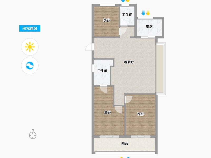 浙江省-丽水市-绿城桂语兰庭-94.40-户型库-采光通风