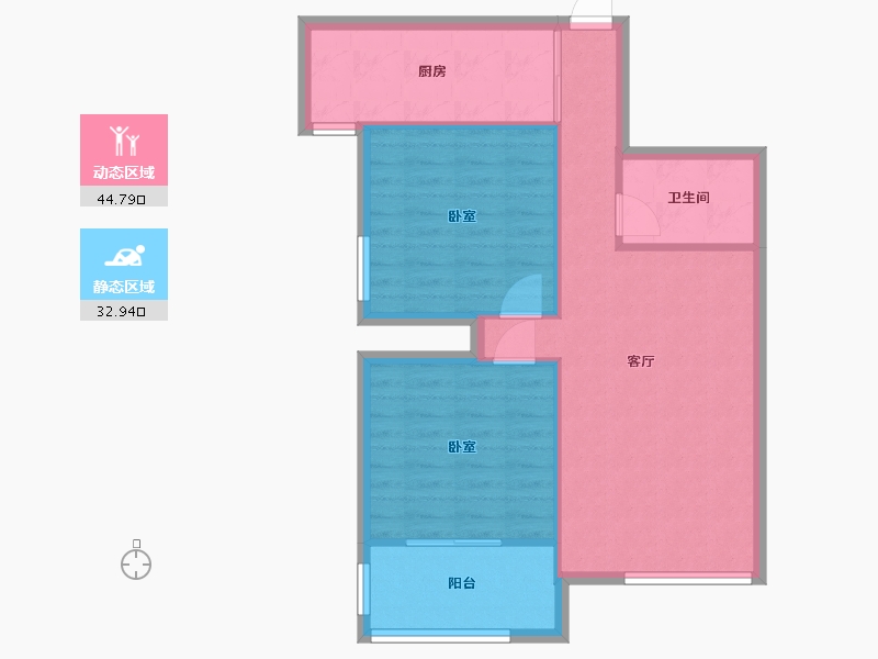 陕西省-西安市-荣德棕榈阳光小区-70.48-户型库-动静分区