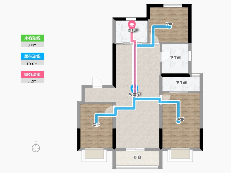 河北省-张家口市-中粮祥云国际小镇-90.40-户型库-动静线