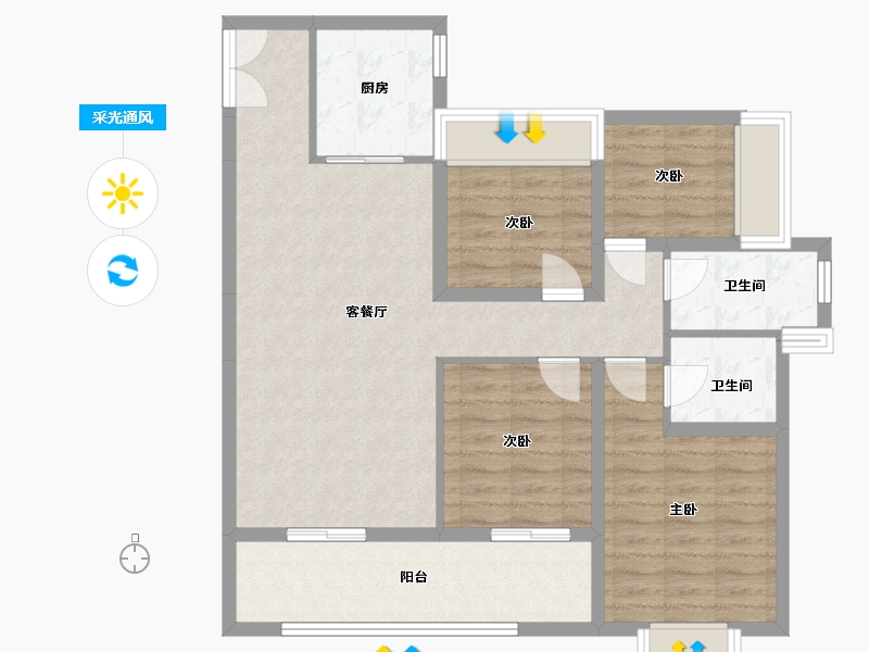 湖北省-十堰市-龙记檀府-102.40-户型库-采光通风