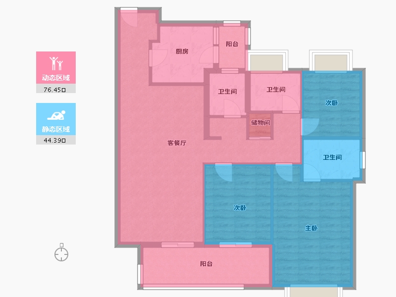 云南省-昆明市-雅居乐中央雅府-108.79-户型库-动静分区