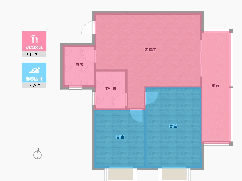 青海省-西宁市-陕安丰登小区-72.26-户型库-动静分区