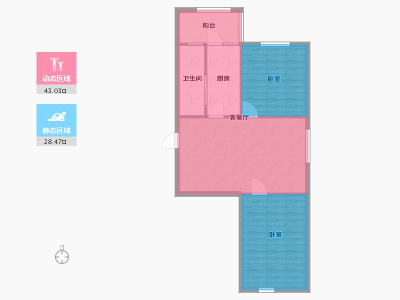 辽宁省-沈阳市-涌泉铁路小区-78.00-户型库-动静分区